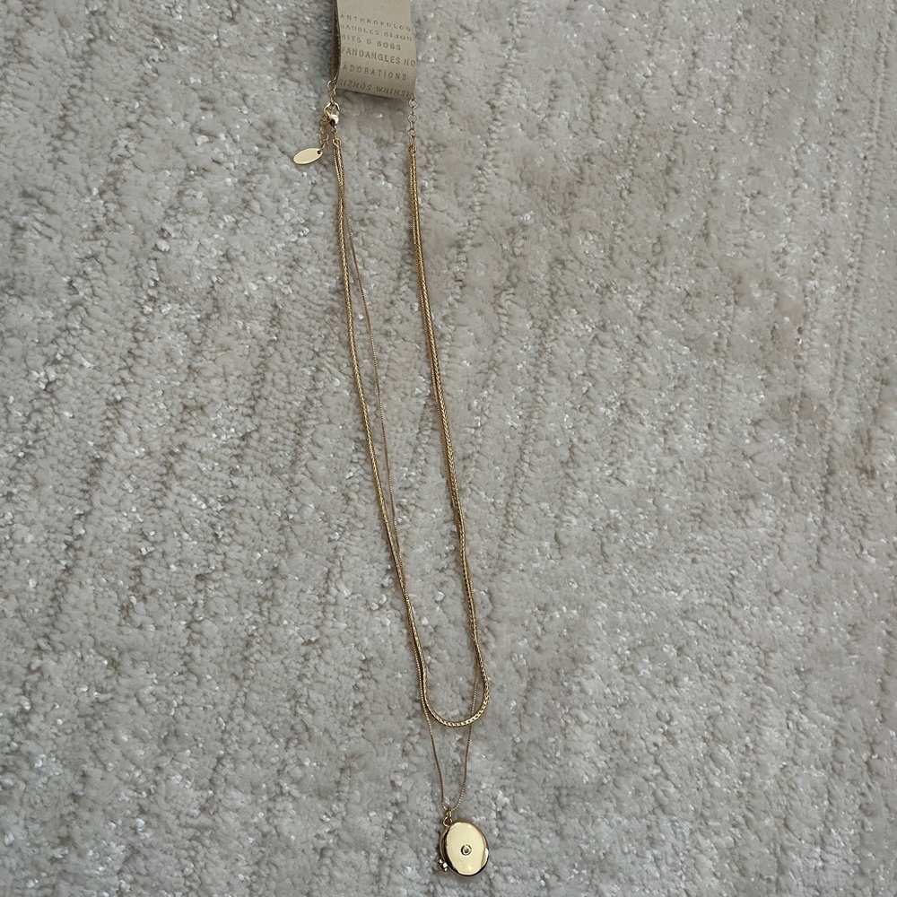 Anthropologie 14k gold plates locket necklace